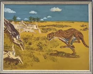 Pintor de animales desconocido leopardo en caza desierto estepa sabana África - Imagen 1 de 12