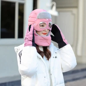 Winter aviator hats,with earflaps, with glasses for men and women.Neck Protector - Picture 1 of 24