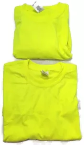 Mens's Safety Yellow Cotton Blend High Vis Long Short Sleeve T Shirt X2 Small - Picture 1 of 12