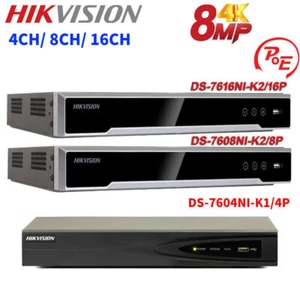 HIKVISION 4K 8MP POE NVR 8/16CH DS-7616NI-K2/16P DS-7608NI-K2/8P DS-7604NI-K1/4P - Picture 1 of 11
