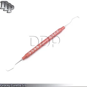 Dental Gracey Curette 5/6 Periodontal Hollow Handle Red Color Surgical Scaler - Picture 1 of 3