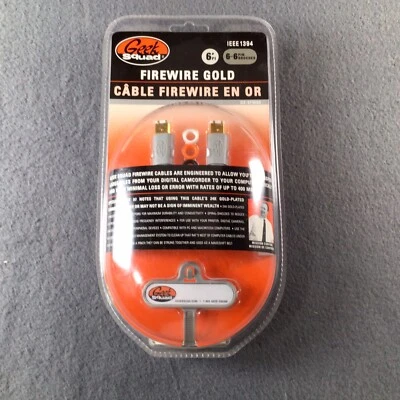 Brand New Geek Squad 6' FT IEEE1394 Firewire Gold Cables With 6-6 Pin  GS-6FW66 - Image 1 of 4