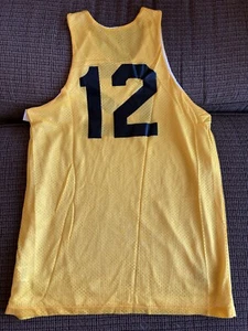 Russell Athletic Mens Reversible Basketball Mesh Tank Top Yellow White Med - EUC - Picture 1 of 5