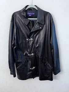 Ralph Lauren purple label black lamb skin fireman nautical jacket mens size XL - Picture 1 of 11