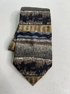 Jimmy V Brown Abstract Pattern 100% Silk Designer Tie - Image 1 of 4