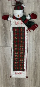 Pupazzo di Neve Calendario dell'Avvento LET IT SNOW da Appendere Natale Tessuto Tasche Peluche - Foto 1 di 8