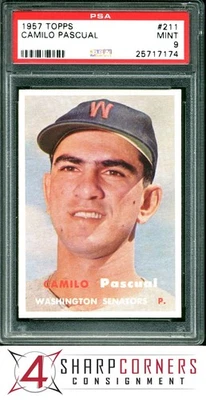 Camilo Pascual Senators 1957 Topps #211 PSA 9 Foto 1 de 3