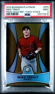 Tarjeta Bowman Platinum 2010 PP5 Mike Trout oro stock grueso/539 graduado PSA 9 Foto 1 de 2