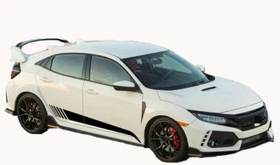 Calcomanía gráfica de vinilo a rayas con faldón lateral de 2 piezas para pegatinas de puertas de auto Honda Civic Foto 1 de 4