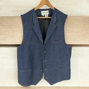 IL CANTO Men’s 48R Denim Vest Blue Jean Western Cowboy Retro Button Up Vintage - Picture 1 of 7