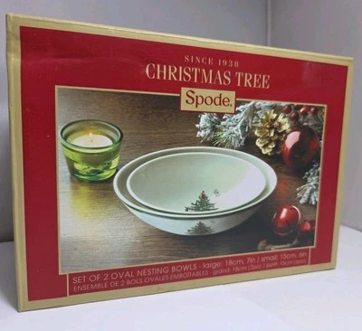 New Spode Christmas Tree Set Of 2 Nesting Bowls 7" & 6" Bowls In Box  - Image 1 of 4