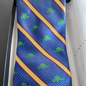 Vtg. ROBERT TALBOTT "Regimental" Blue Silk Tie W/ Cannon Print Made in USA Rare - Picture 1 of 9