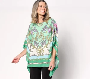 Belle by Kim Gravel Size XS High Status Poncho Top BRIGHT GREEN A636809 - Picture 1 of 1