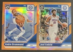 (2) JOEL EMBIID + Andre Drummond 2024-25 DONRUSS OPTIC ORANGE PRIZM /175 - Picture 1 of 2