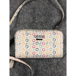 GUESS Cross body Zip Purse/Wallet Multicolor Spellout - Picture 1 of 6