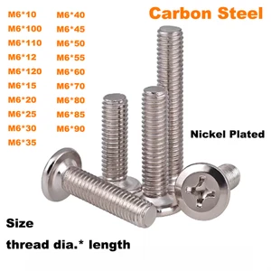 M6 Cross Round Oblique Flat Head Screw Phillips Panhead Nickel Plated 10-120mm - Picture 1 of 43