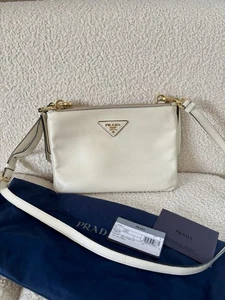 PRADA Umhängetasche Creme Kalbsleder Gold Hardware Logo - Bild 1 von 11