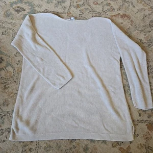 J. Jill XL Thin Knit Sweater Cream Laganlook Natural Cotton Blend - Picture 1 of 6