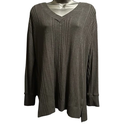 Suéter Andrew Marc preto com nervuras manga longa - Tamanho XS - Imagem 1 de 4