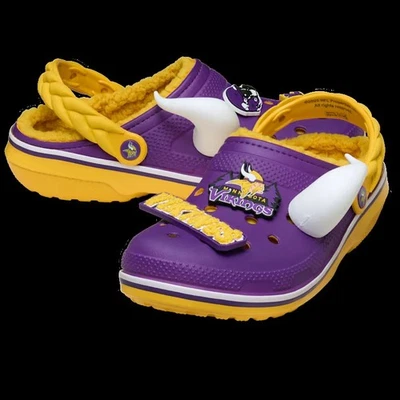 Nuevo 2025 NFL Forrado Crocs Minnesota Vikings Hombres Talla 11 100% Auténtico Foto 1 de 2