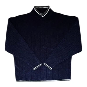 Maglione uomo vintage North Peak XXL blu grigio acrilico maglia spessa - Foto 1 di 4
