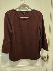 Blusa para mujer Talbots mangas campana - talla L - aspecto marrón y tweed negro - Imagen 1 de 1