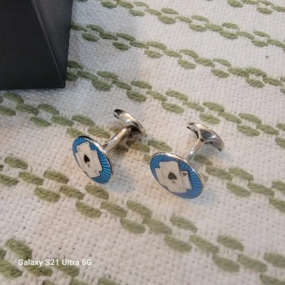Playing Cards Deakin & Francis Hallmarked Sterling Silver & Enamel Cufflinks EUC - Image 1 of 4
