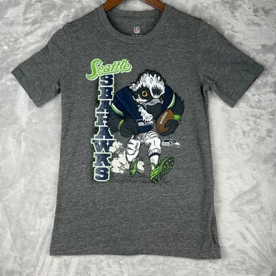 Seattle Seahawks NFL Youth Gray T-Shirt Football Graphic Tee Cartoon Medium - Image 1 of 4