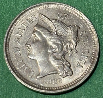 1869 3 Cent Nice UNC. - Image 1 of 3
