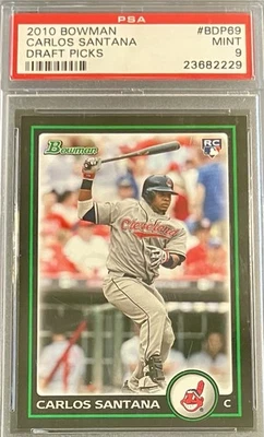 Topps Bowman Draft Picks & Prospects 2010 Carlos Santana novato cromo RC PSA 9 Foto 1 de 2