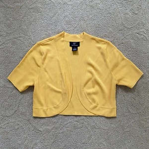 Cardigan Lennie for Nina Leonard taglia small giallo scialle spalle scoperte manica corta aperto - Foto 1 di 6
