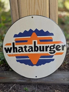 RARE VINTAGE WHATABURGER PORCELAIN SIGN - Picture 1 of 5