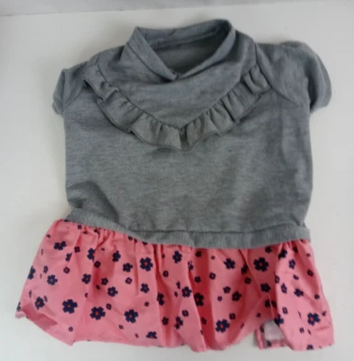 Nuevo Vestido Sin Etiquetas Top Pata Gris y Rosa Floral Perro Talla Mediana Foto 1 de 4