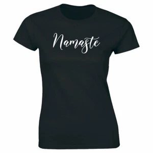 Namaste Printed Crew Neck Black T-Shirt for Women - Picture 1 of 2