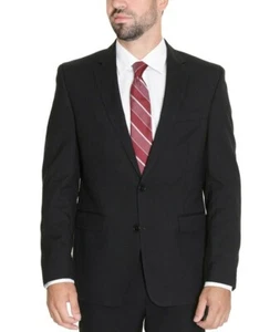 Kenneth Cole NY 2 Button Black Pinstriped 100% Wool Men's Blazer Sportcoat 40L - Picture 1 of 4