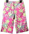 Lilly Pulitzer Cropped Capri Pants 4 4T Rock-a-Hula Monkey Floral Beach Cruise