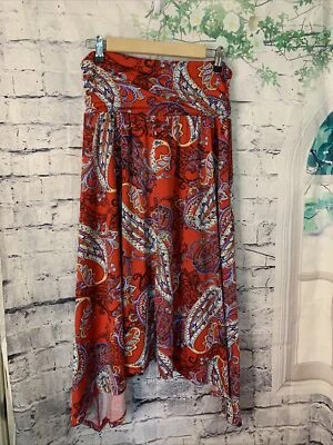 Apt. 9 Falda Pull-on Asimétrica Para Mujer Talla Grande Elastizada Multicolor Paisley Foto 1 de 4