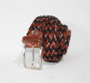 Braided Belt 36" Brown Navy Blue Vintage - Picture 1 of 17