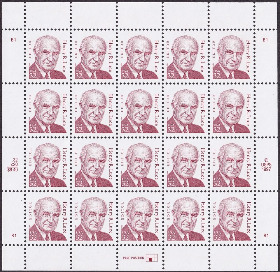 Scott #2935 Henry R. Luce Sheet of 20 Stamps - MNH - Image 1 of 1