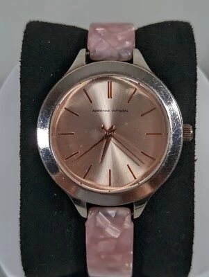 Adrienne Vittadini Rose Gold Round Silver Tone Case Faux Shell Band Watch - Image 1 of 4