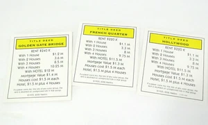 Tarjetas de escritura amarillas de repuesto - Edición Banca Electrónica Monopoly - Imagen 1 de 3
