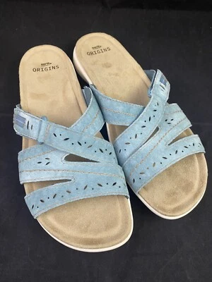 Sandalias Earth Origins Savoy Shantel para mujer 11M azul gamuza deslizable Foto 1 de 4