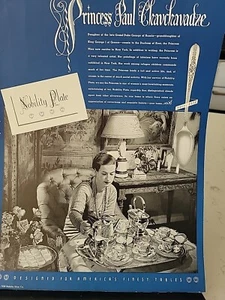 1940 Nobility Plate Royal Rose spoon  silverware Princess Paul Chavchavadze ad - Picture 1 of 2