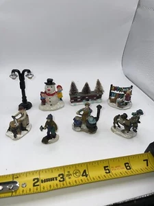 Lot of 8 Assorted Collectible Mini Figures Christmas Village Collection  - Picture 1 of 8