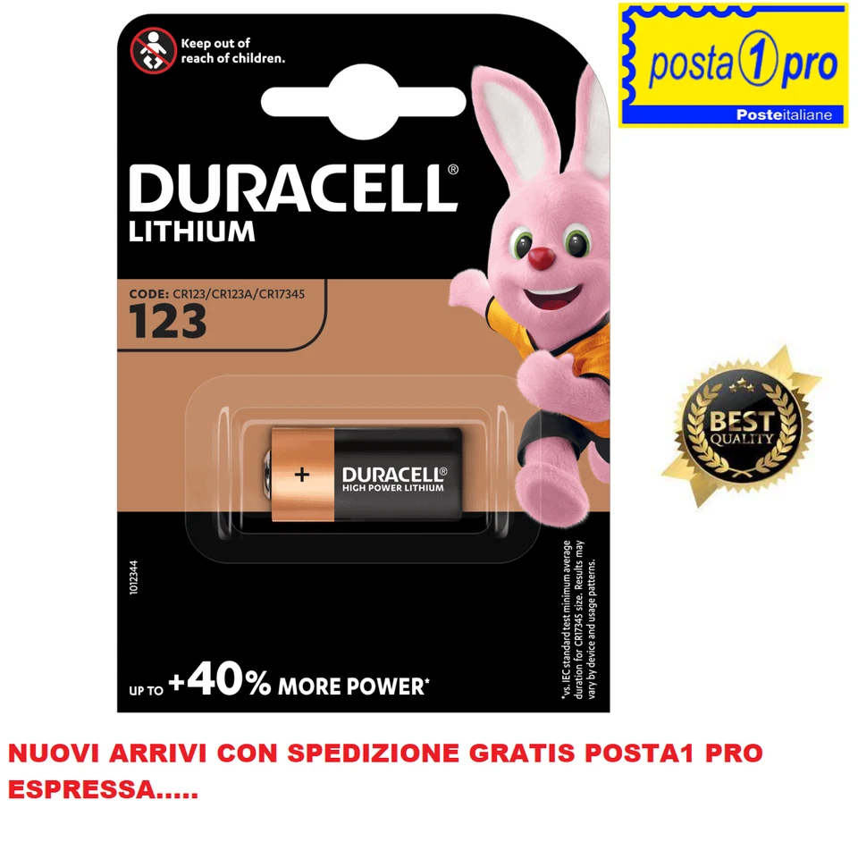 PILA BATTERIA CR123 CR123A 3V LITIO DURACELL PROFESSIONAL LITHIUM