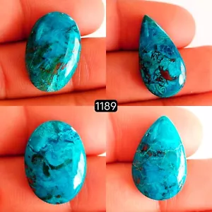 4 piezas de piedras preciosas sueltas de crisocola azul natural 78 quilates 24x12-20x13 mm #1189 - Imagen 1 de 4