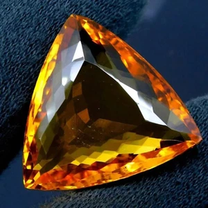 50 Ct Sparkling Yellow Citrine Color Artificial Top Quality Trillion Shape - Picture 1 of 5