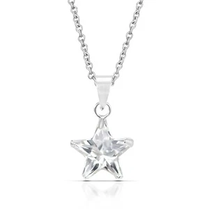 Collar de plata de ley .925 Wish Upon a Star de 10 mm de circonita cúbica transparente - Imagen 1 de 8