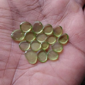16.5 Ct 5x5.5 to 6.5x10 MM Natural Smooth Flat Green Peridot Slice 16 Pcs Lot - Picture 1 of 24
