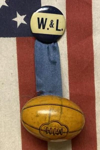 Vintage 1940s Washington & Lee Univ. Football Pin W&L Pinback w/Tin Ball Dangle - Picture 1 of 8